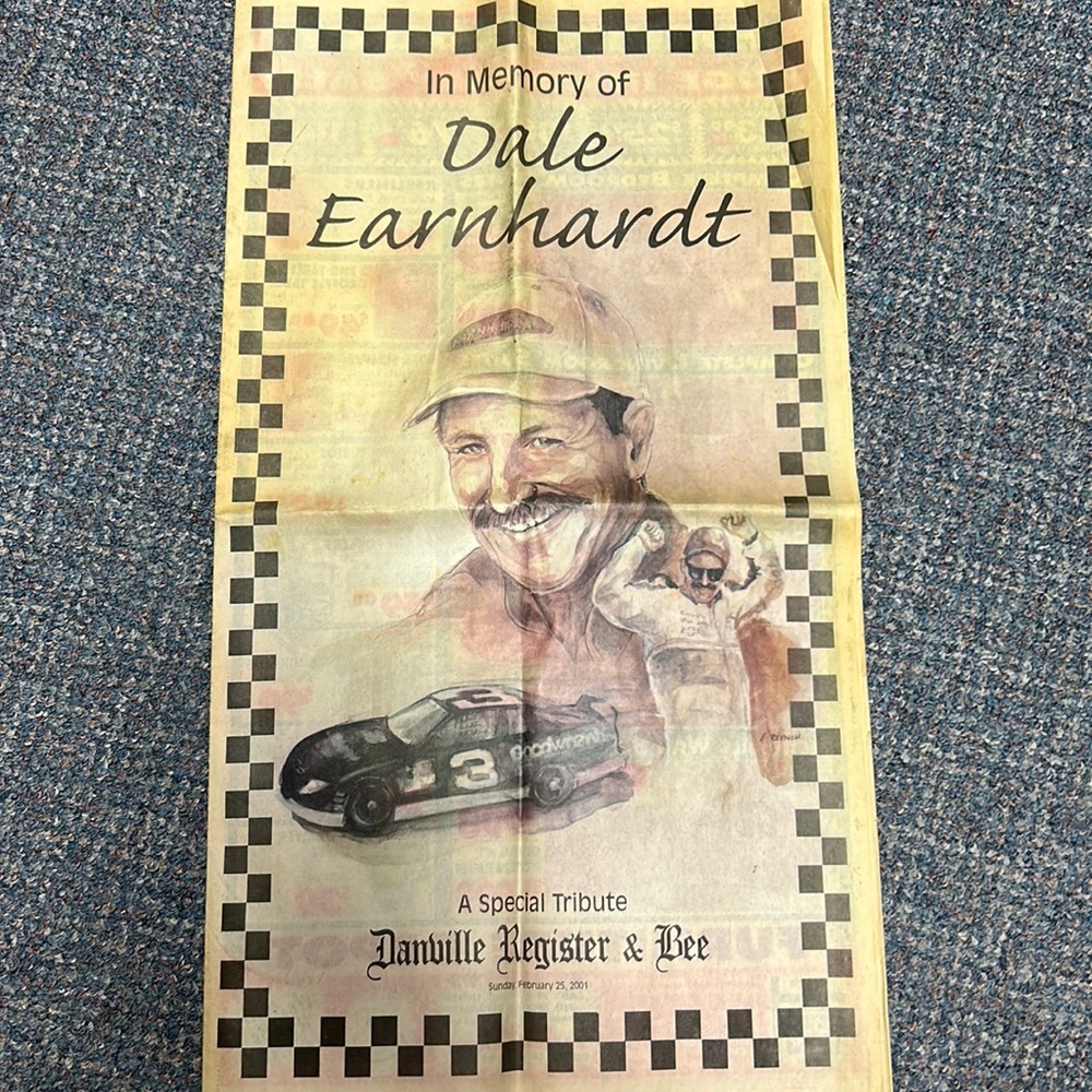 Dale Earnhardt special tribute newspaper insert Danville Va 2/25/2001